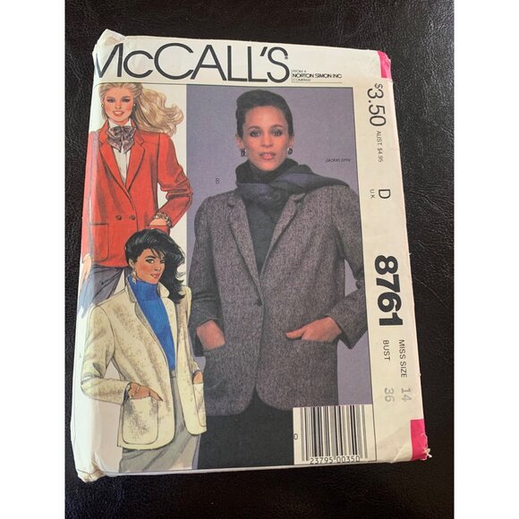 McCall's Misses Jacket Sewing Pattern Sz 14 8761 - Uncut - Picture 9 of 9
